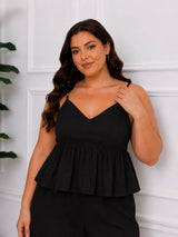 Women's Plus Size White Sweetheart Neck Top & Pant Co-Ord Set