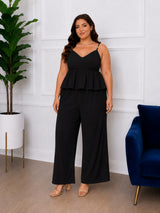 Women's Plus Size White Sweetheart Neck Top & Pant Co-Ord Set