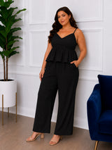 Women's Plus Size White Sweetheart Neck Top & Pant Co-Ord Set