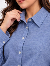 Clobug Women Full Sleeve Plus Size Linen Formal Shirt