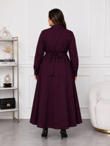 Elegant Wine Purple Button-Down Maxi Dress