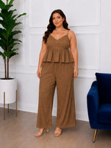 Women's Plus Size White Sweetheart Neck Top & Pant Co-Ord Set