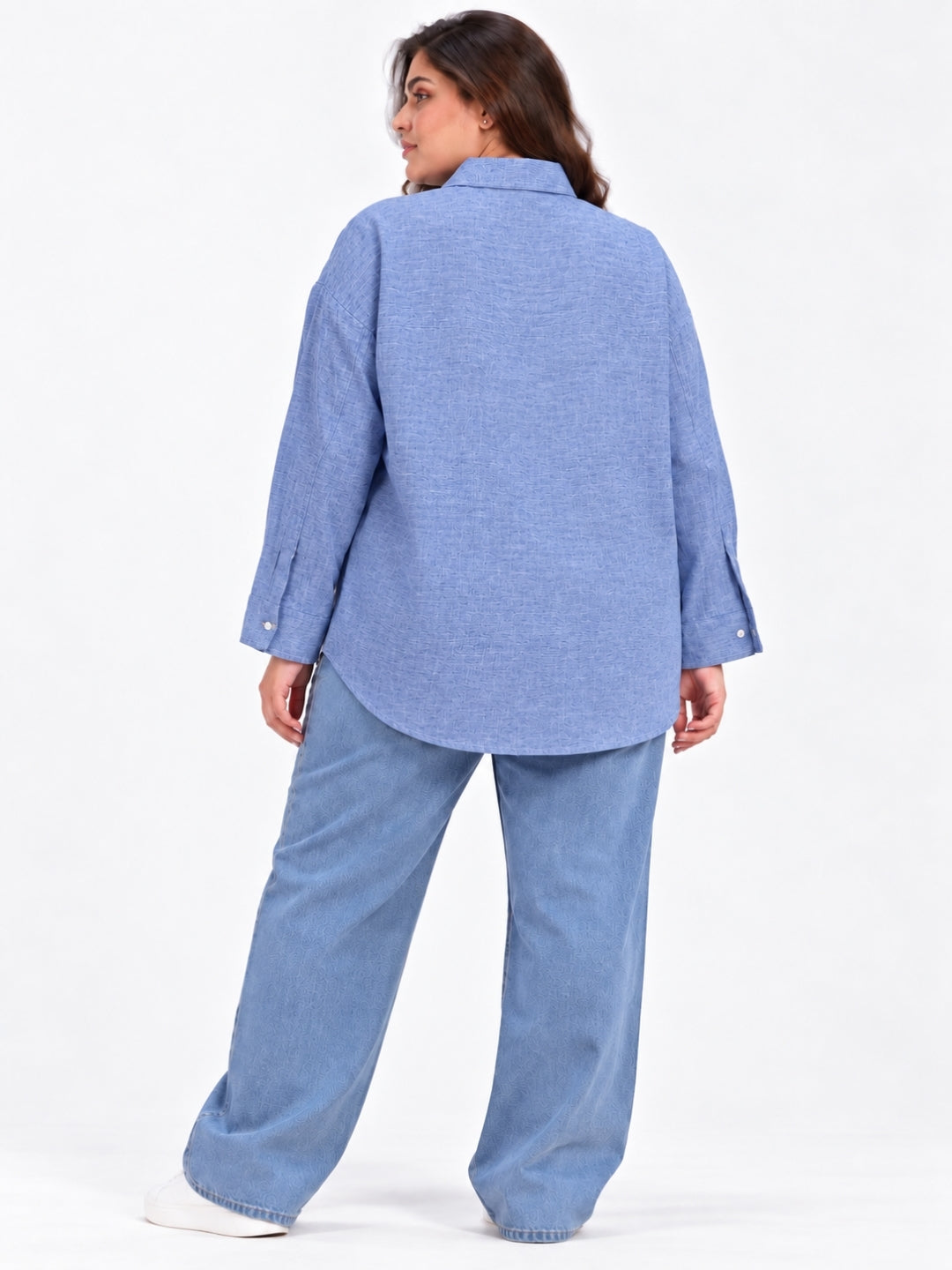 Clobug Women Full Sleeve Plus Size Linen Formal Shirt