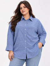 Clobug Women Full Sleeve Plus Size Linen Formal Shirt