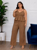 Women's Plus Size White Sweetheart Neck Top & Pant Co-Ord Set