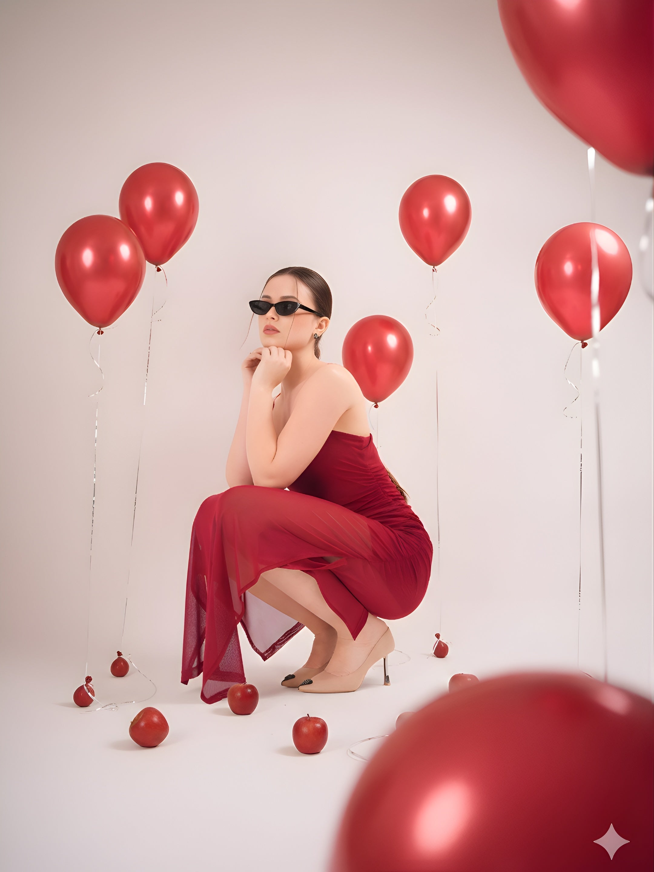 Clobug Maroon Spaghetti Strap Sheer Dress