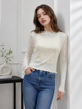 Clobug Women Boat Neck Net Top