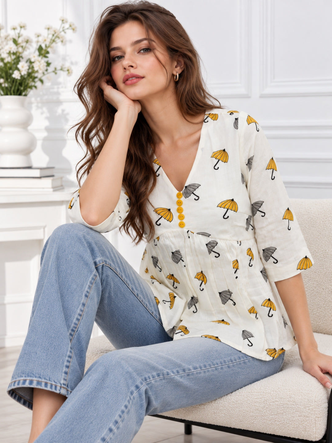 Clobug Women Floral Printed Top