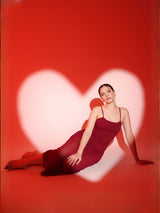 Maroon Spaghetti Strap Sheer Dress