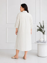 Women's Curve Stripe Print Shirt Dress