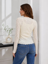 Clobug Women Boat Neck Net Top
