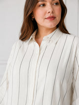 Women's Curve Stripe Print Shirt Dress