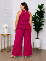 Women's Plus Size Purple Halter Neck Co-Ord Set