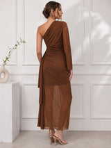 Clobug Women Brown Mesh Dress