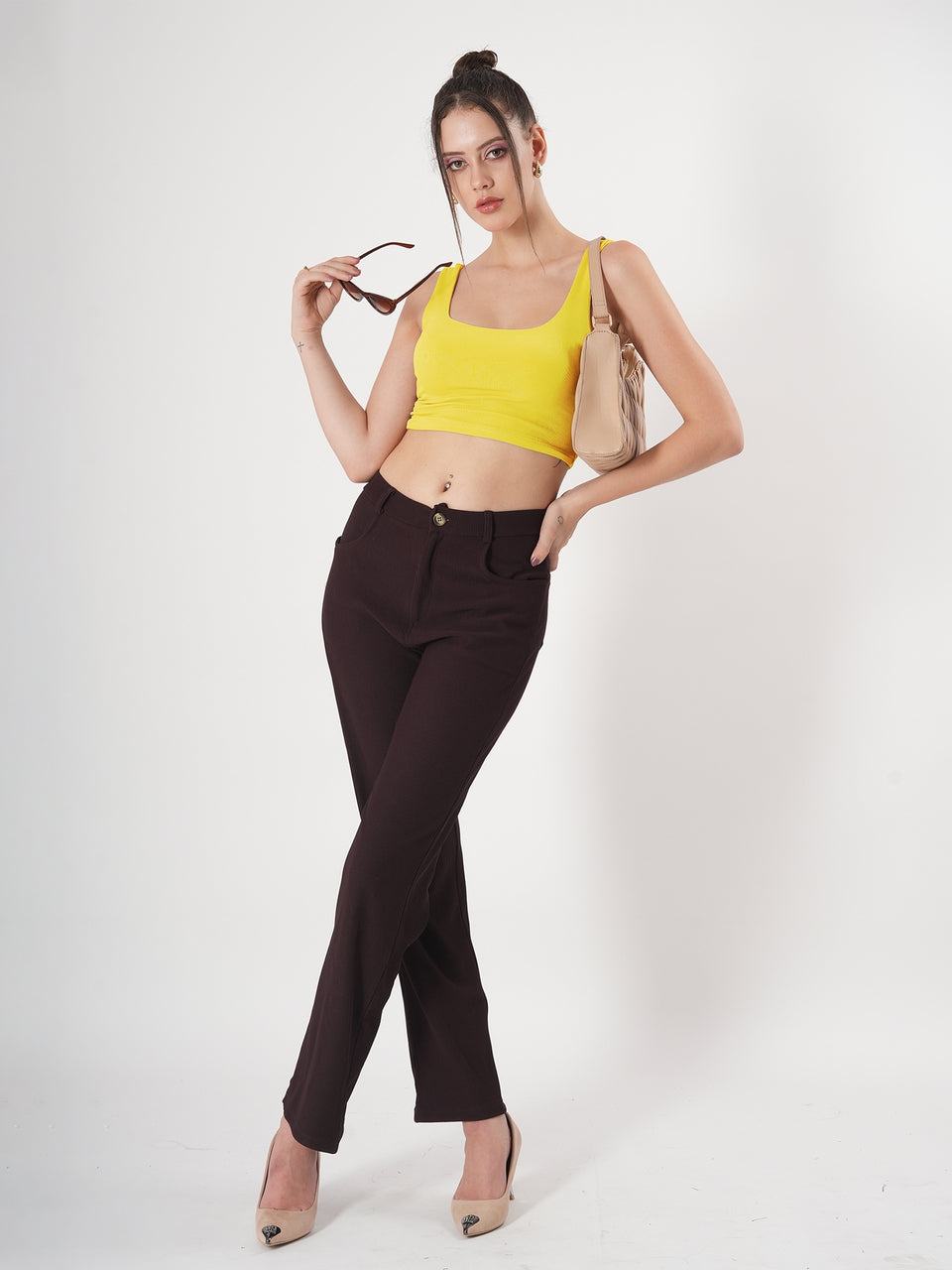 Solid Square Neck Sleeveless Body Fitted Crop Top
