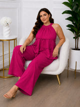 Women's Plus Size Purple Halter Neck Co-Ord Set