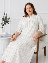 Women's Curve Stripe Print Shirt Dress