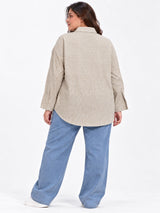 Clobug Women Full Sleeve Plus Size Linen Formal Shirt
