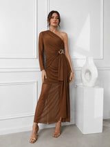 Clobug Women Brown Mesh Dress