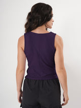 Solid V Neck Sleeveless Pleated Semi Crop Top