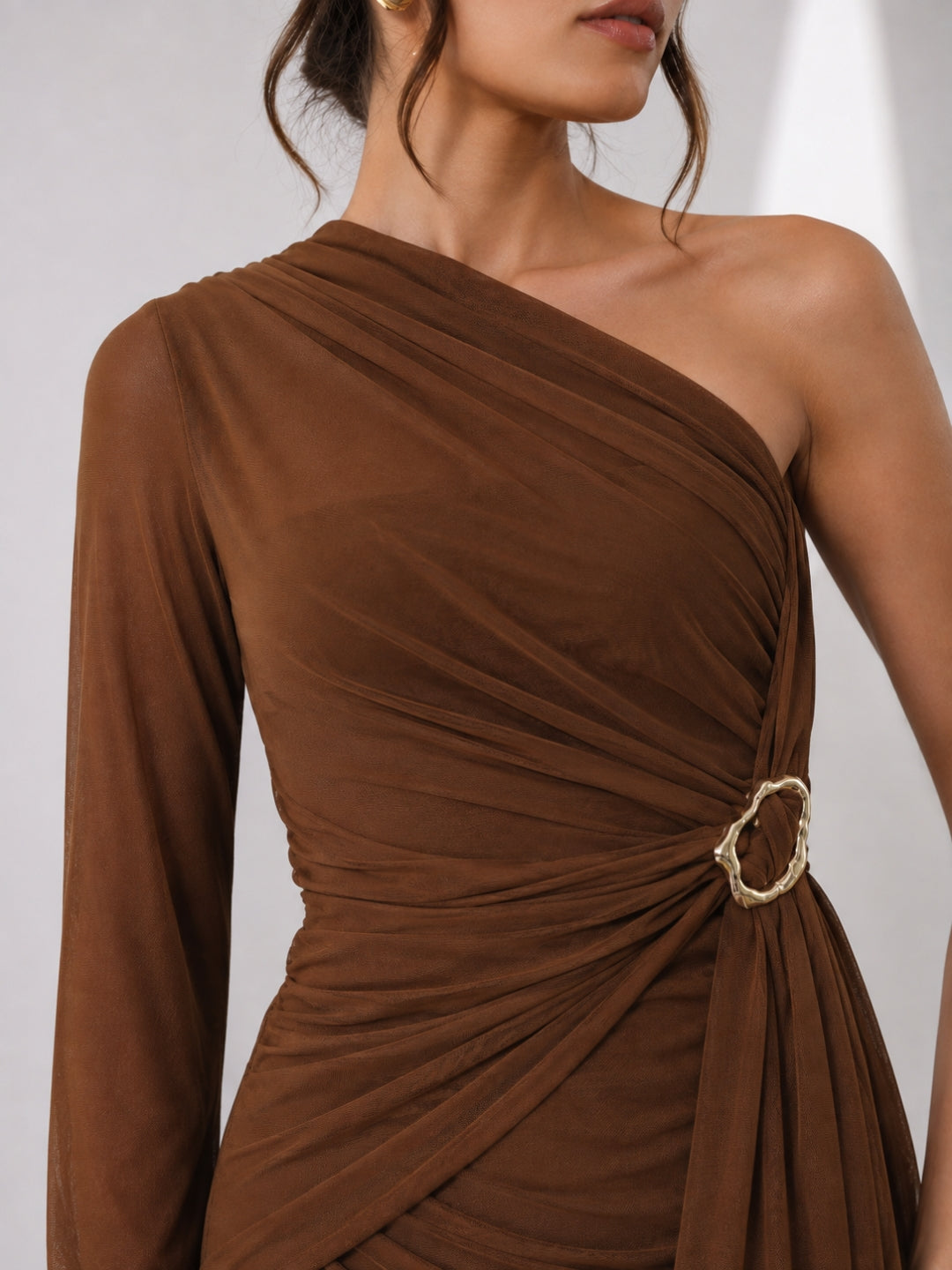 Clobug Women Brown Mesh Dress