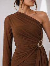 Clobug Women Brown Mesh Dress