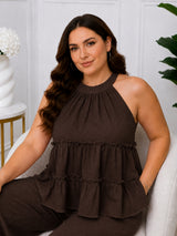 Women's Plus Size Purple Halter Neck Co-Ord Set