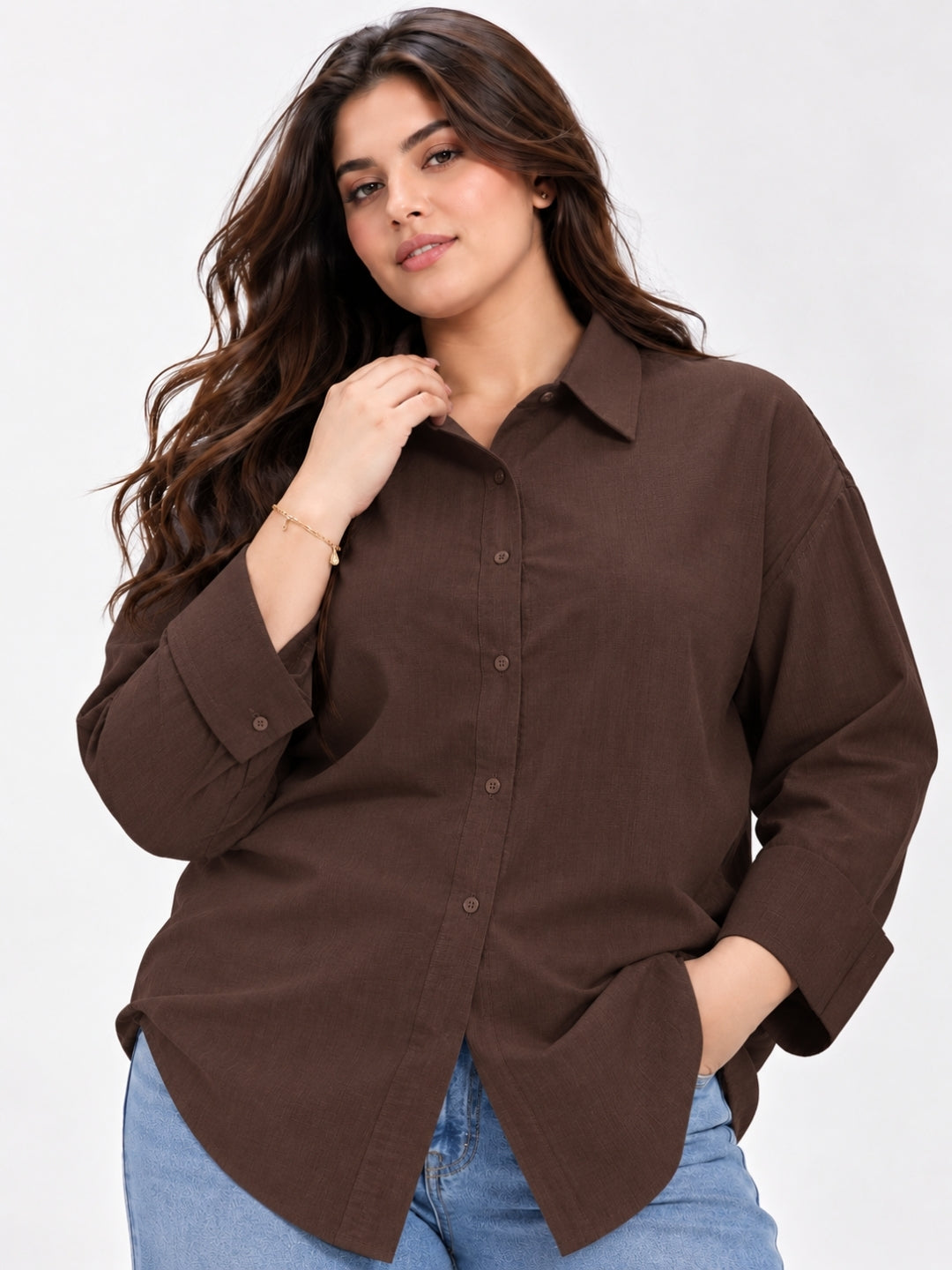 Clobug Women Plus Size Full Sleeve Formal Shirt