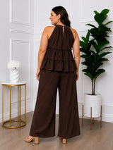 Women's Plus Size Purple Halter Neck Co-Ord Set