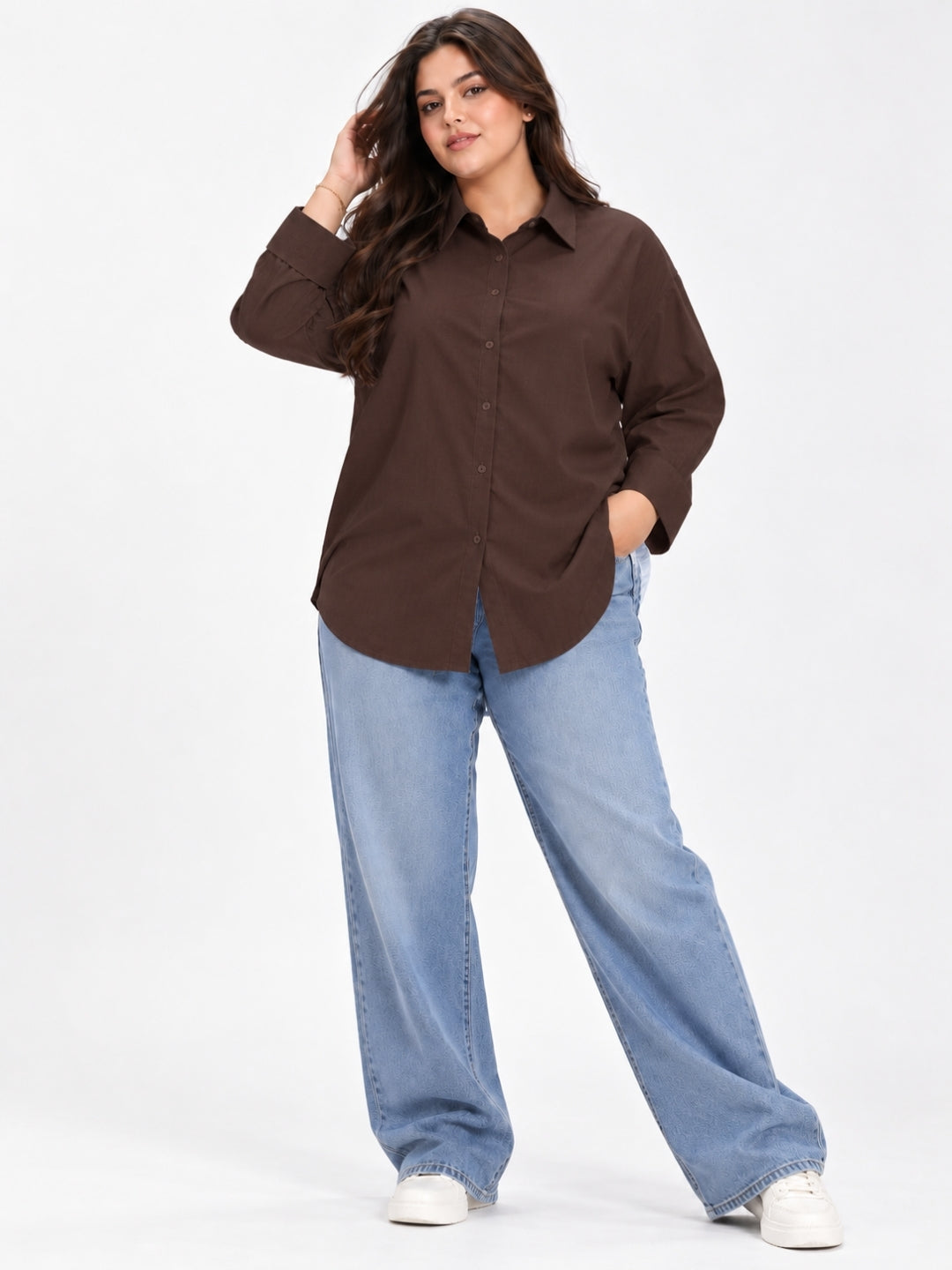 Clobug Women Plus Size Full Sleeve Formal Shirt