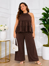 Women's Plus Size Purple Halter Neck Co-Ord Set