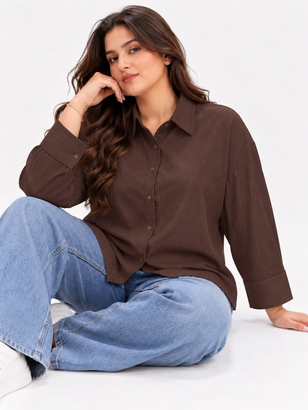 Clobug Women Plus Size Full Sleeve Formal Shirt