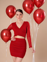 Solid Side Slit Bodycon Dress With V Neck