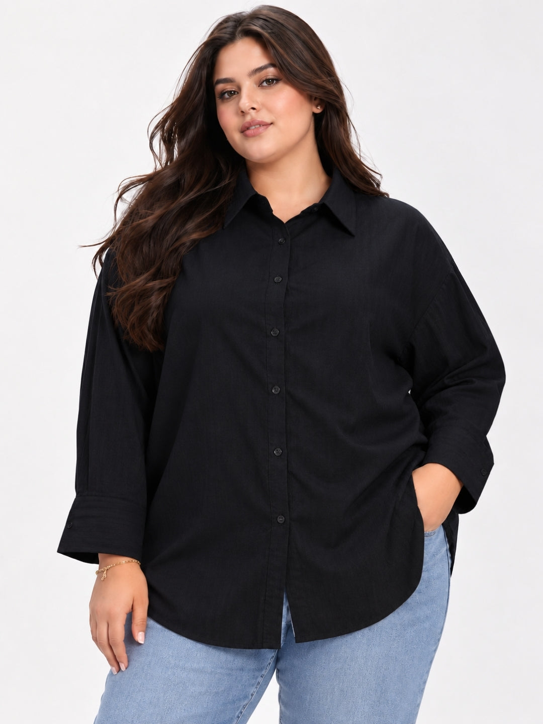 Clobug Women Plus Size Full Sleeve Formal Shirt