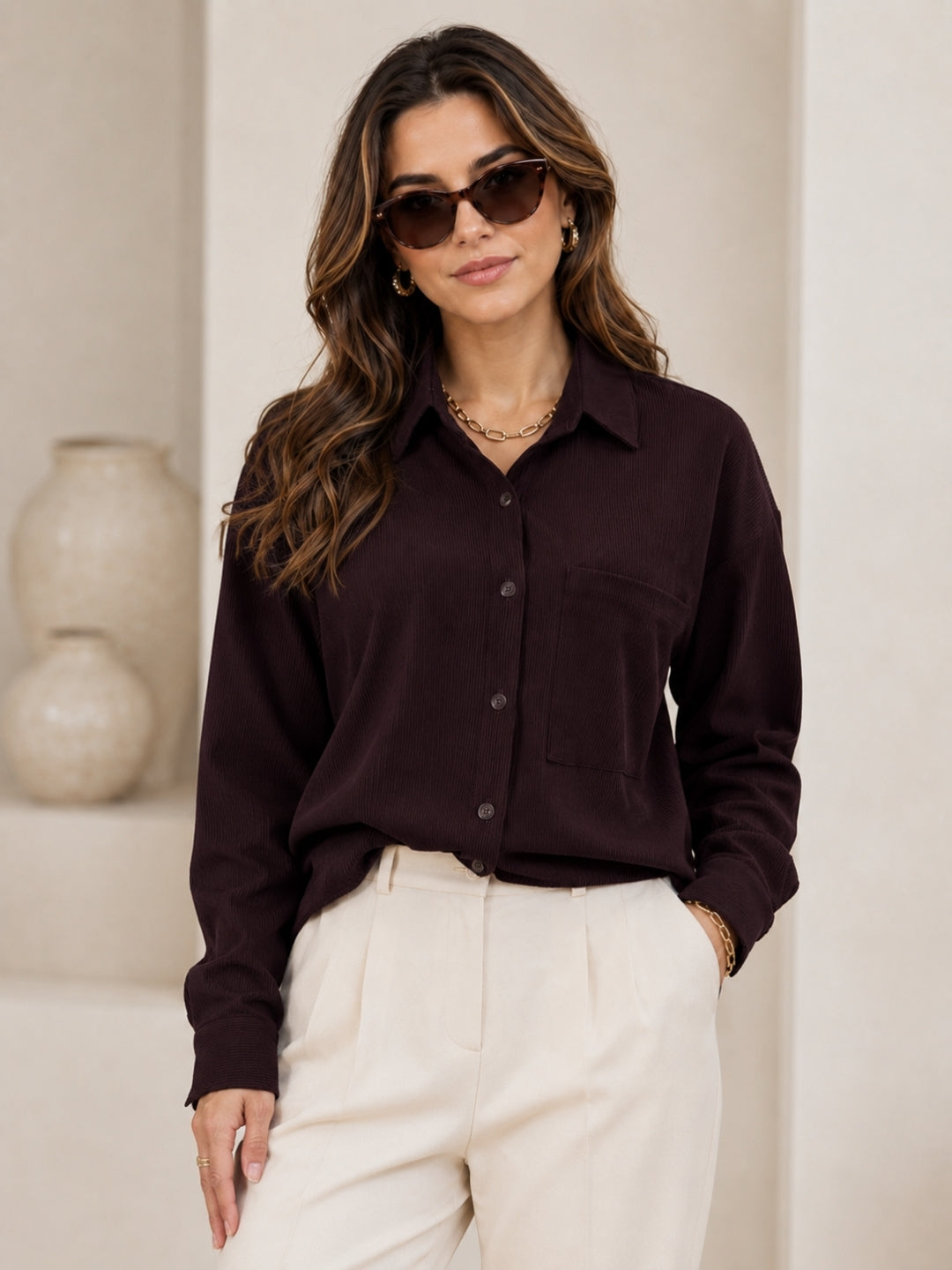 Clobug Textured Shirt With Full Sleeve & Point Collar
