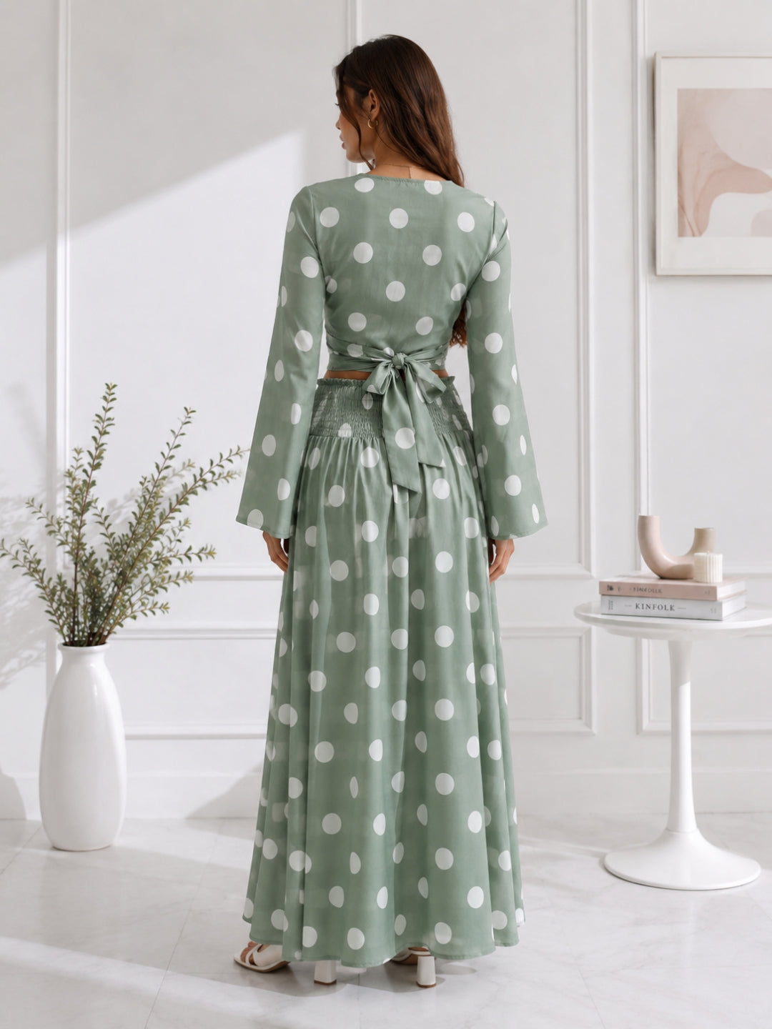 clobug-women-polka-printed-full-sleeve-crepe-top-skirt-set