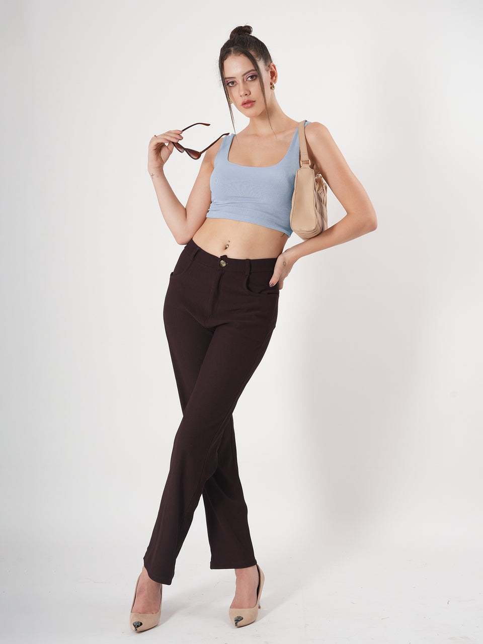 Solid Square Neck Sleeveless Body Fitted Crop Top