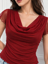 Clobug Cowl Neck Brown Top