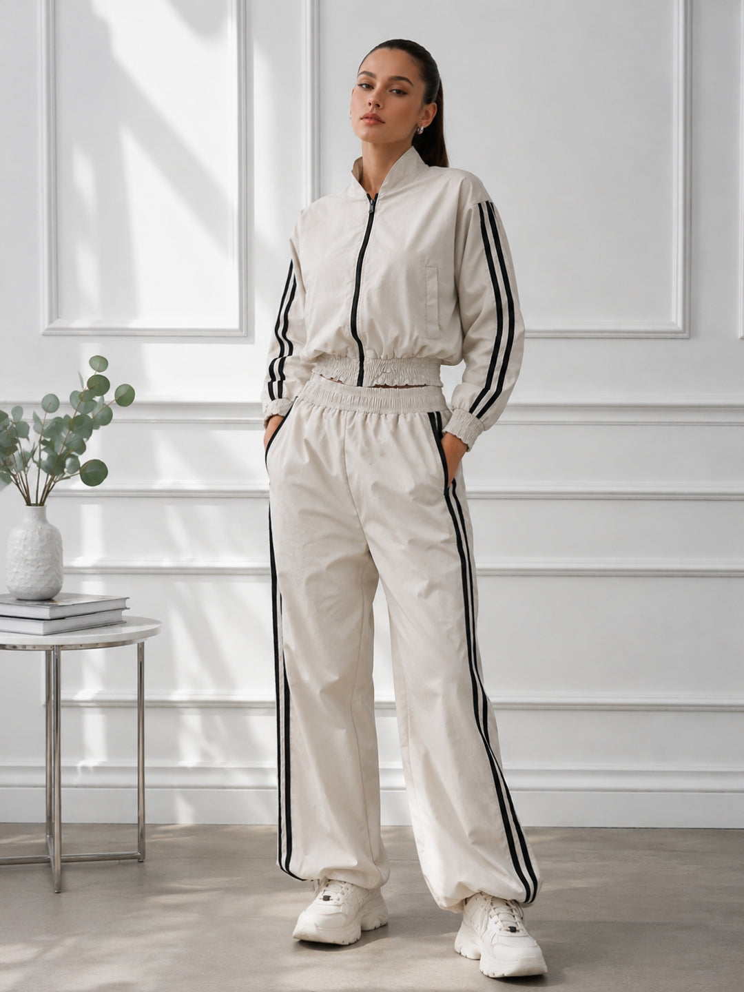 Clobug Women White Full Sleeve Coord Set