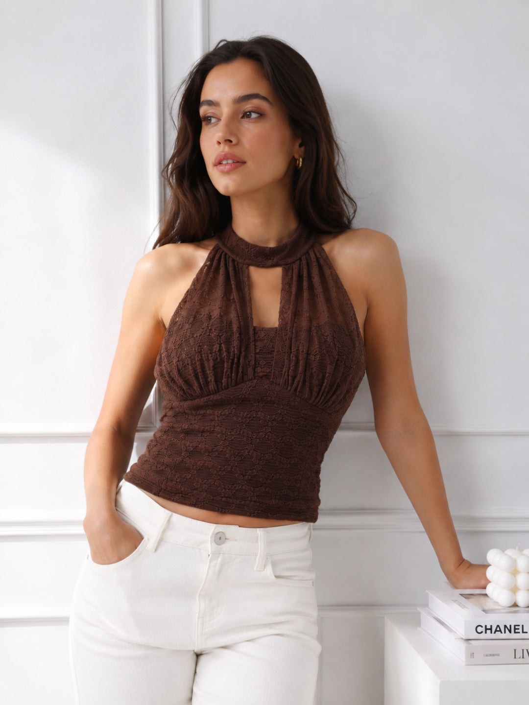 Women Halter Neck Net Top
