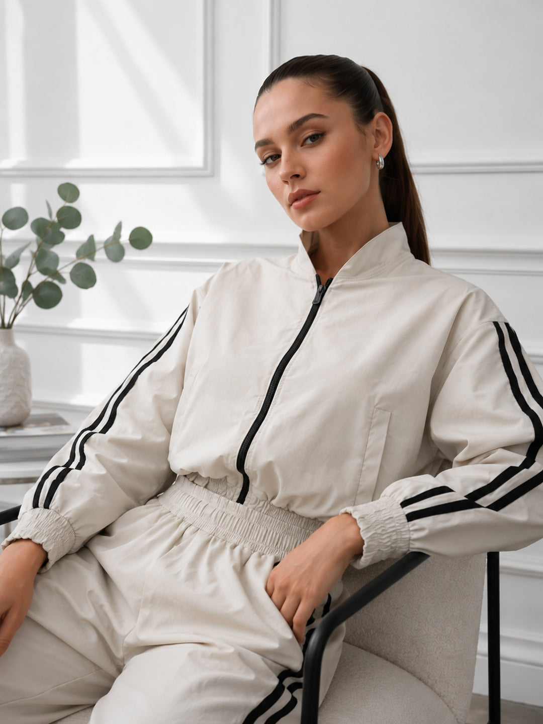 Clobug Women White Full Sleeve Coord Set