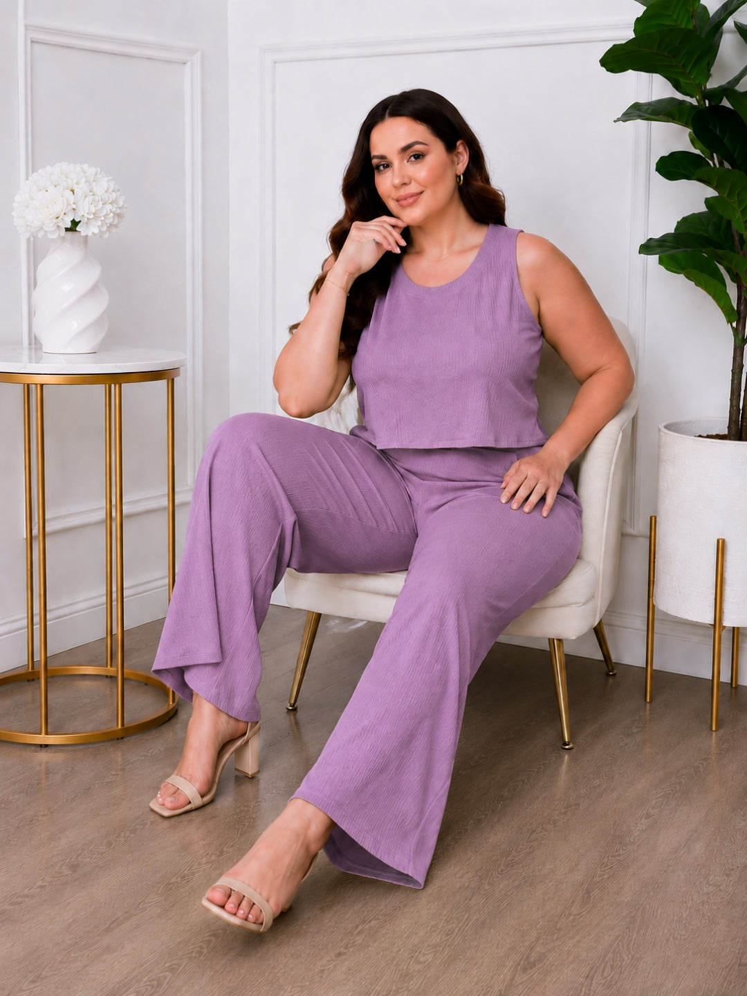 Women's Plus Size Green Halter Neck Co-Ord Set