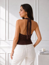Women Halter Neck Net Top