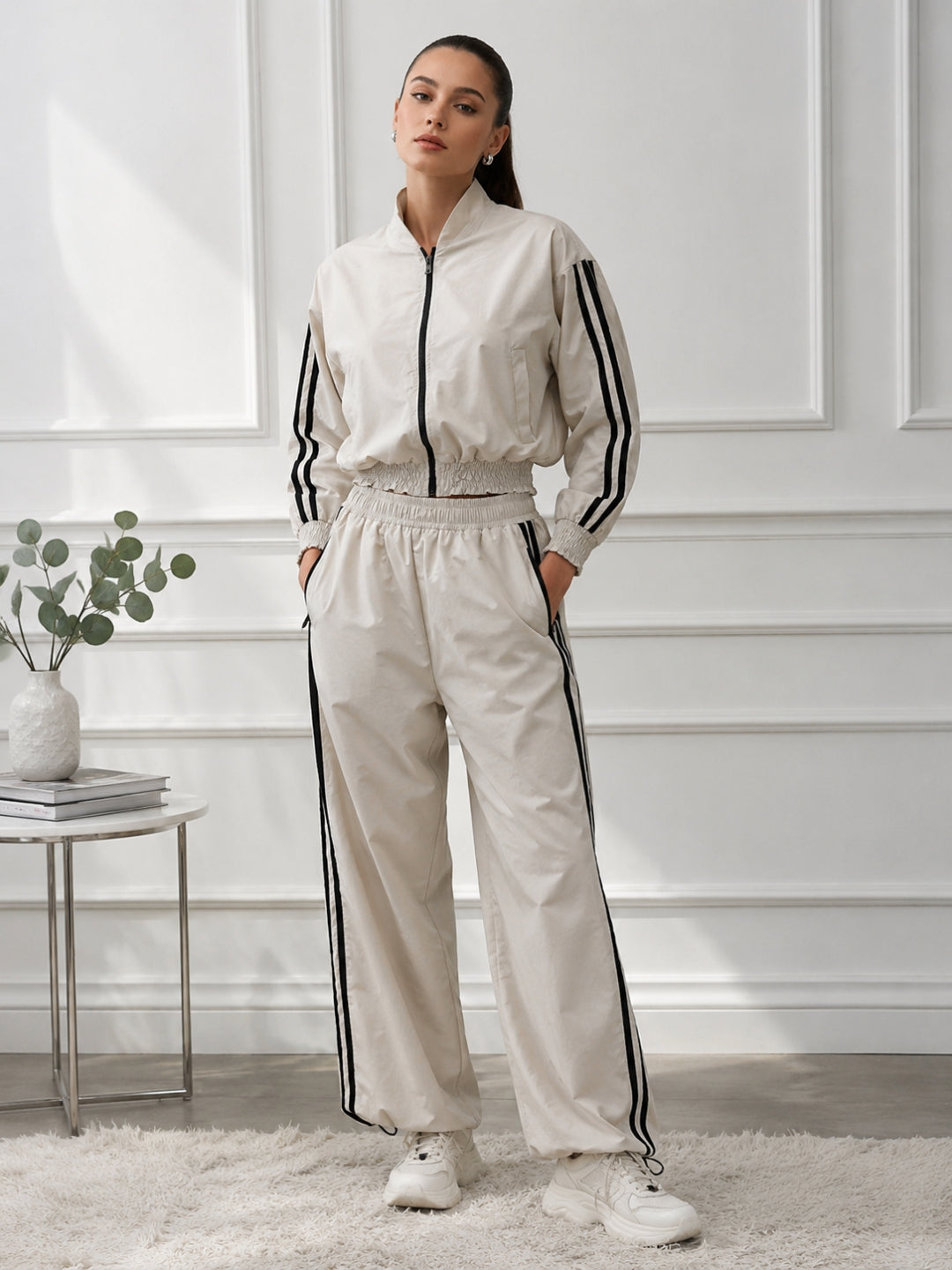 Clobug Women White Full Sleeve Coord Set