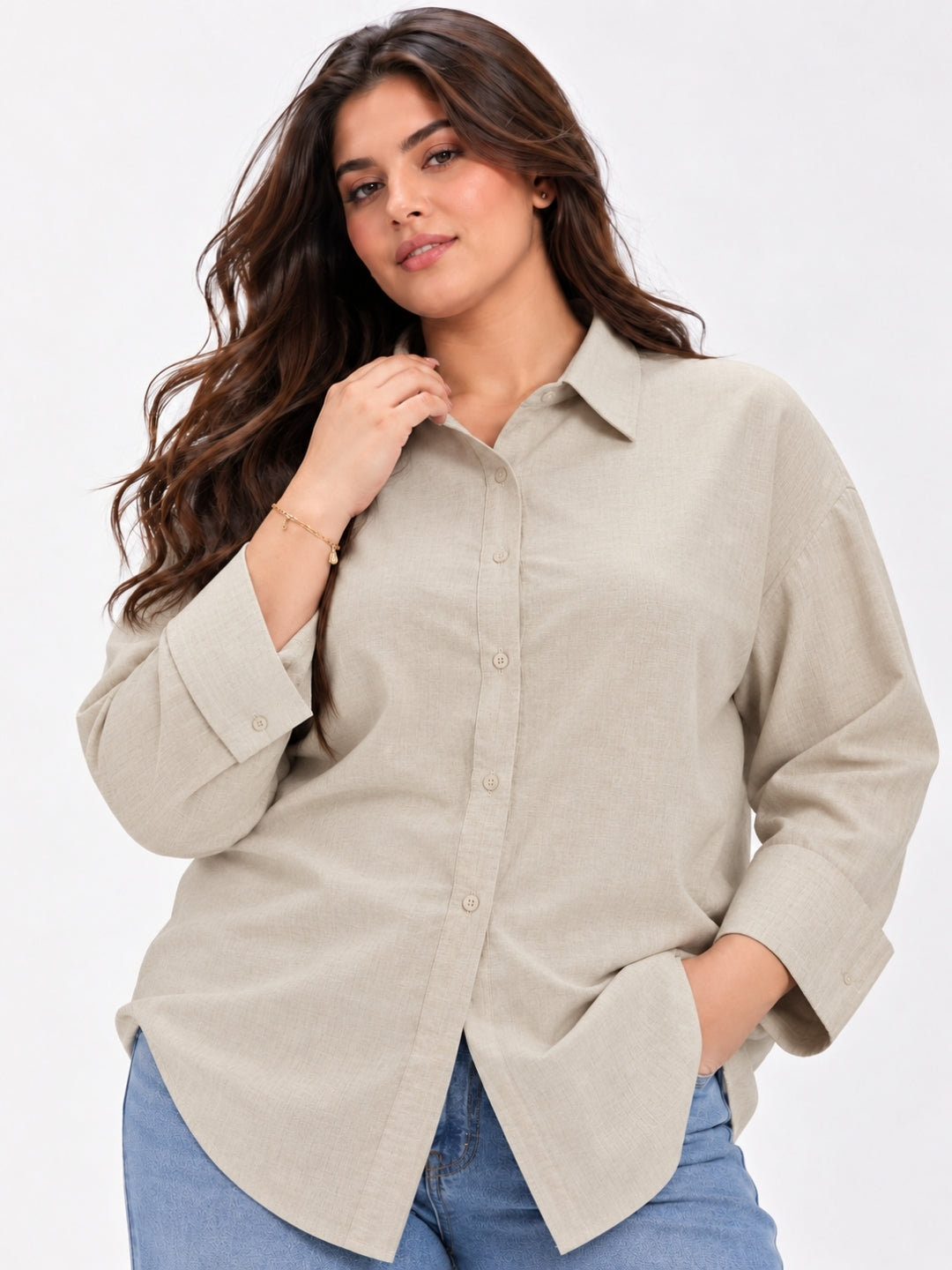 Clobug Women Plus Size Full Sleeve Formal Shirt