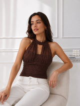 Women Halter Neck Net Top
