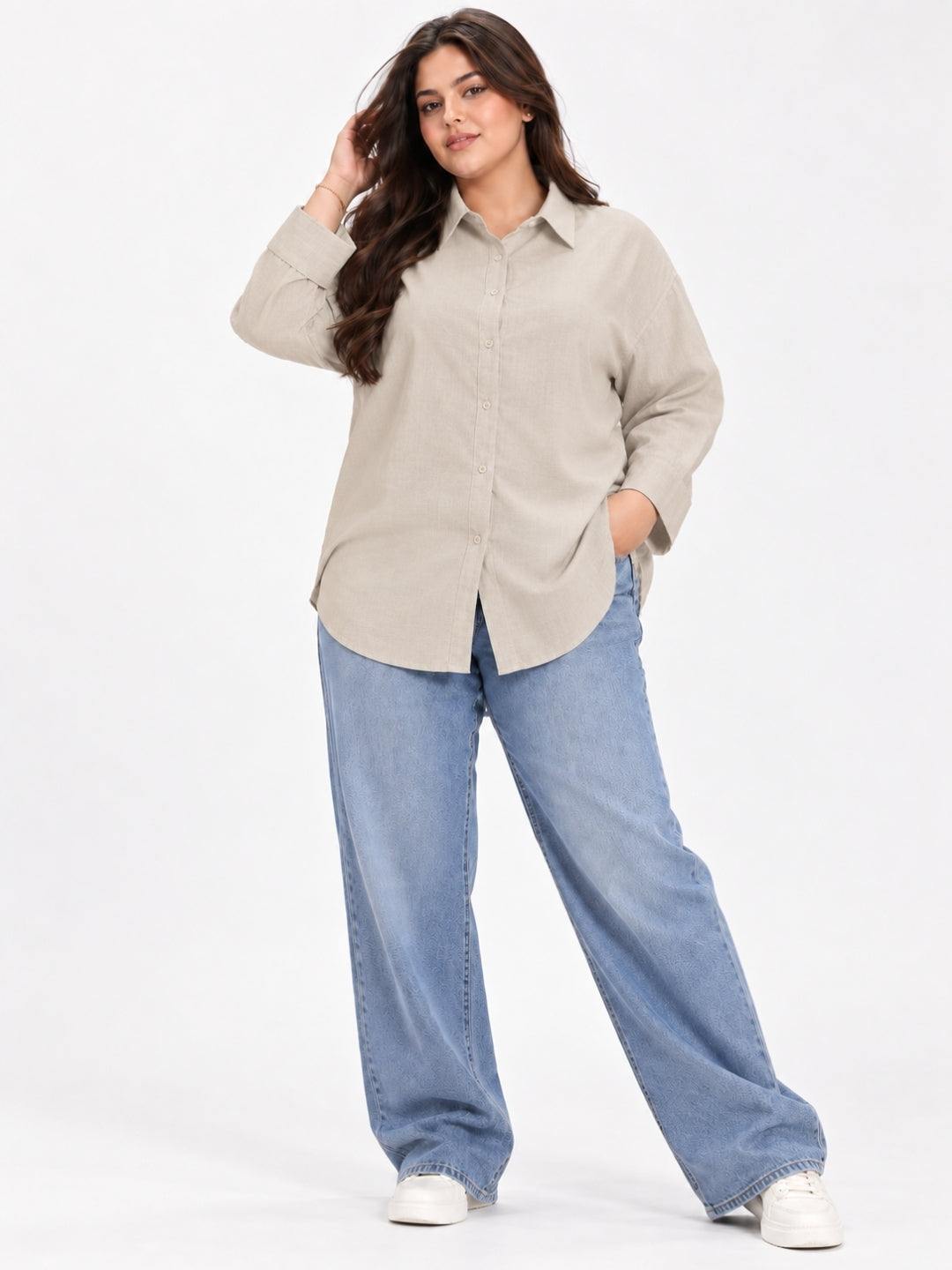 Clobug Women Plus Size Full Sleeve Formal Shirt