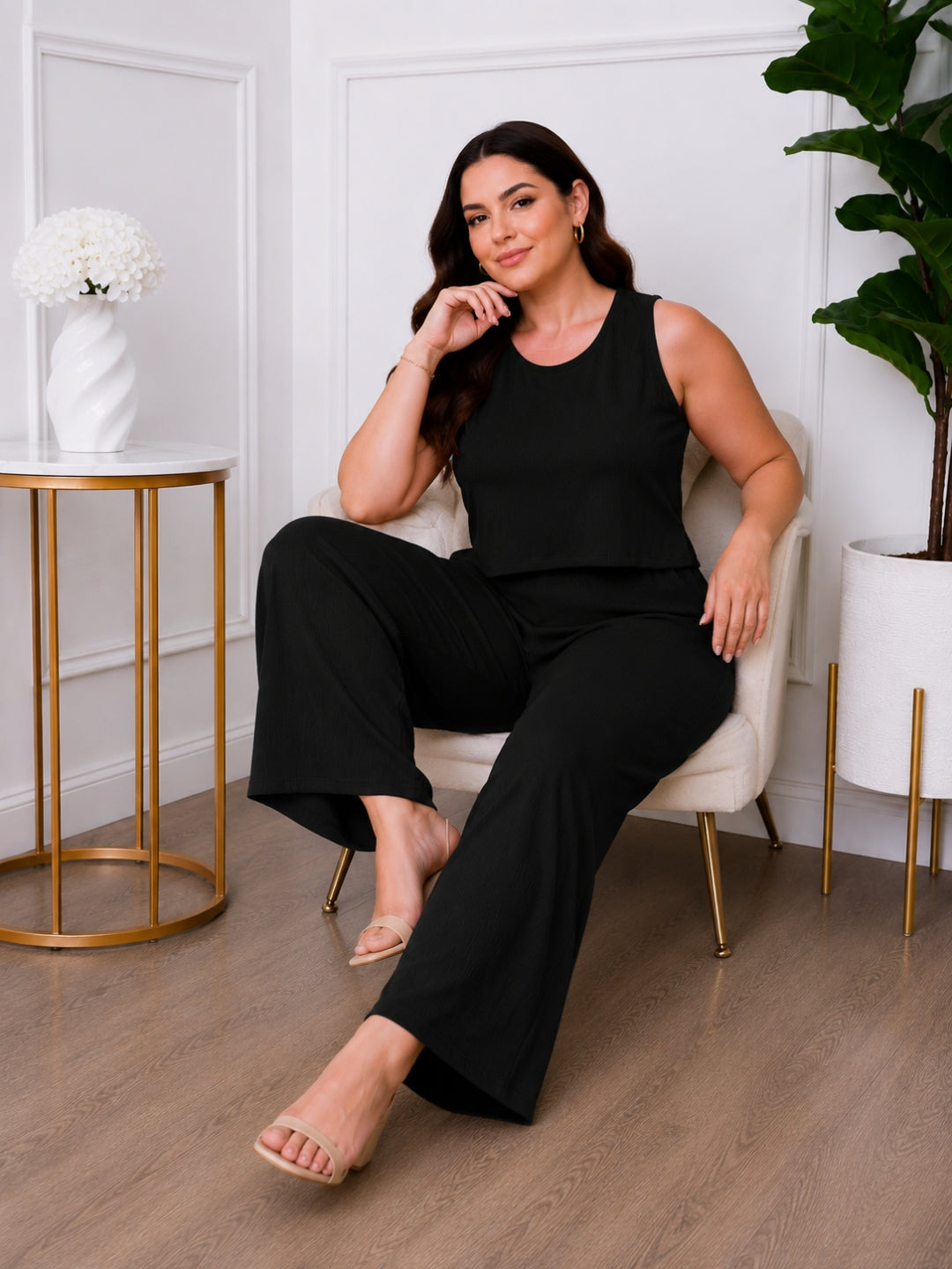 Women's Plus Size Green Halter Neck Co-Ord Set