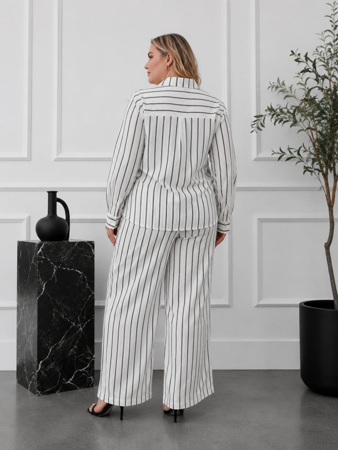 Elegant White Striped Co-Ord Set for Women