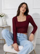 Clobug Women Square Neck Top